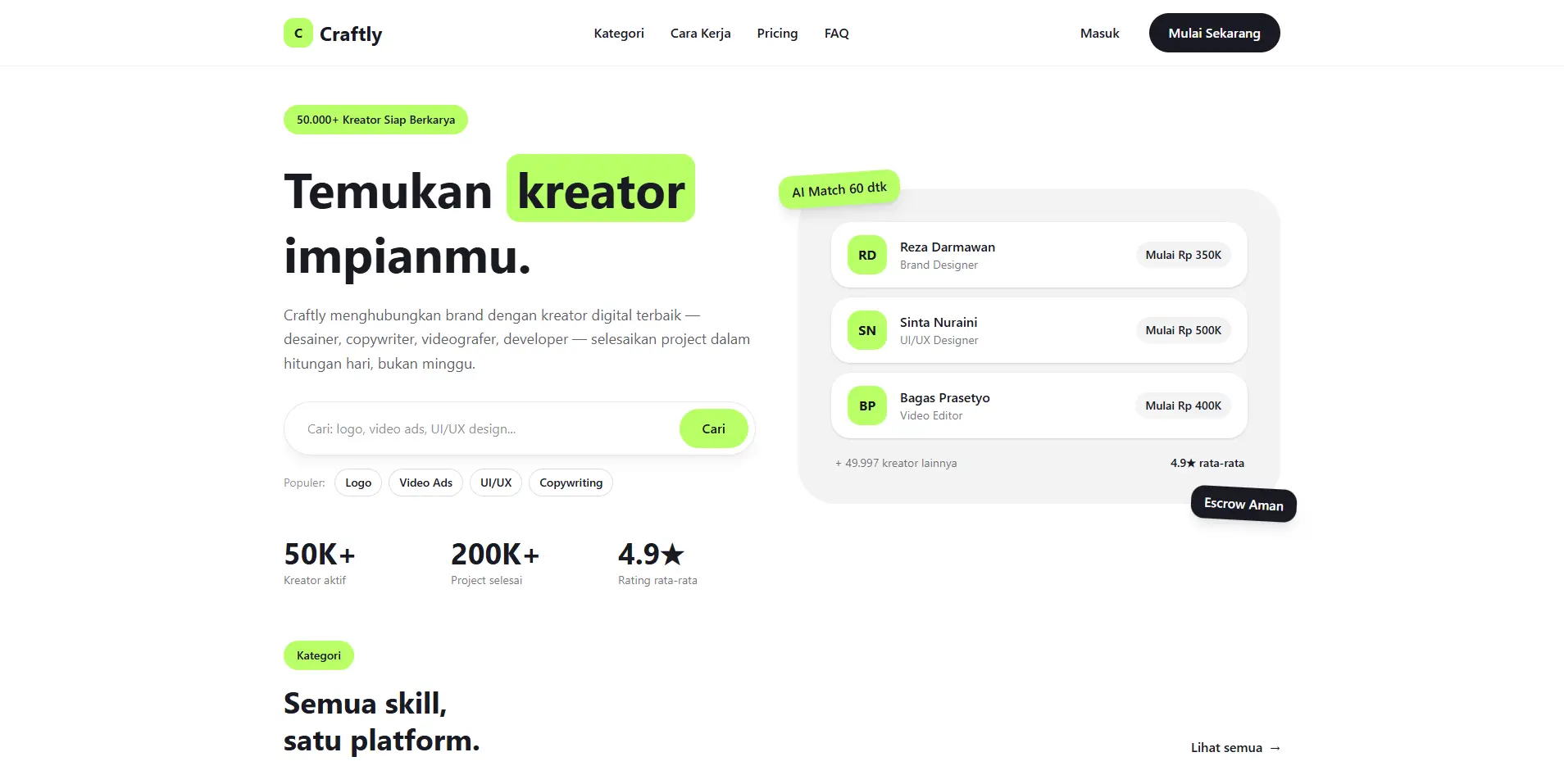 Craftly — AI Creative Marketplace Landing Page - 1